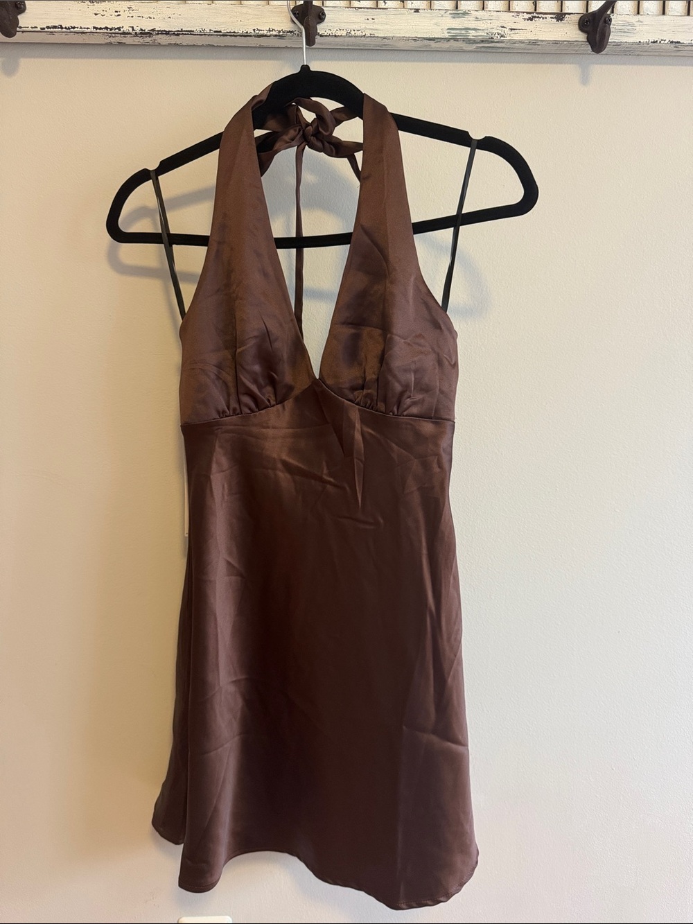 Princess Polly Chocolate Brown Silky Halter Chemise